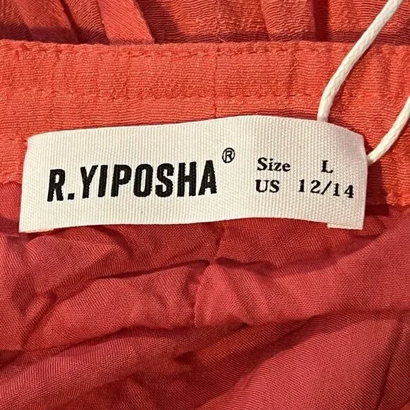 R.Yiposha Pink Halter Maxi Summer Dress Strappy Back Size Large NWT - Picture 10 of 10